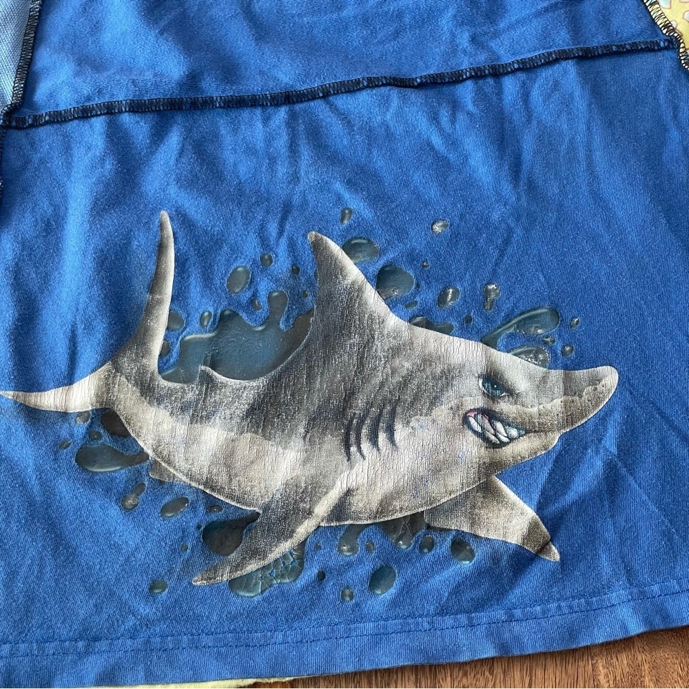 Do-Over Designs Y2K Vintage Blue Yellow Shark‎ Upcycled Tee Circle Skirt sz M - Picture 6 of 12